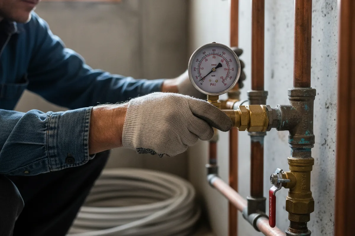 Pressure testing a repaired line during Water Line Repair in Battle Ground
